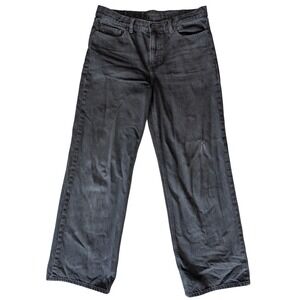 Uniqlo 26W 31L 100% Cotton black Straight Leg Loose Fit Jeans‎